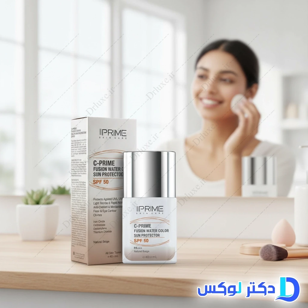 فلوئید ضد آفتاب SPF50 رنگی ویتامین C پرایم مدل فیوژن واتر 40 میلی‌لیتر